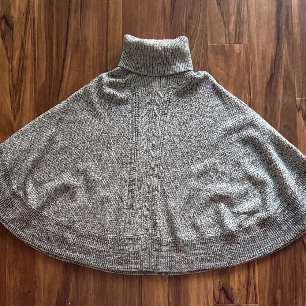Gray knit poncho